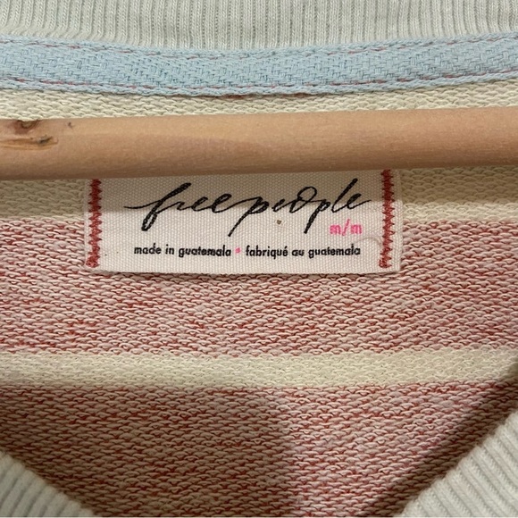 Free People Oversized Striped Pullover Sweatshirt Sweater Size Medium - Picture 4 of 7